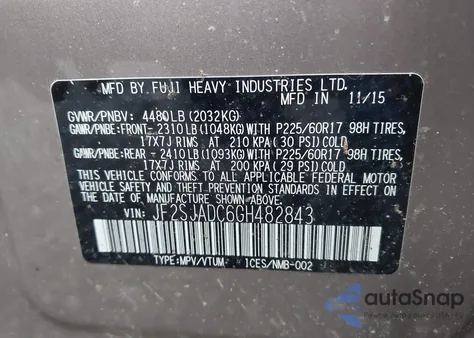 2016 Subaru Forester 2.5I Premium z USA, uszkodzony, nr VIN JF2SJADC6GH482843